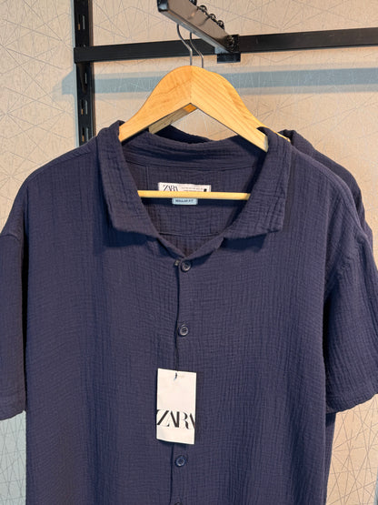 Cotton cuban shirt | Nevy blue