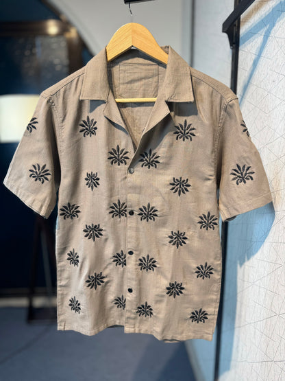 Star Embroidered Cuban | Khaki