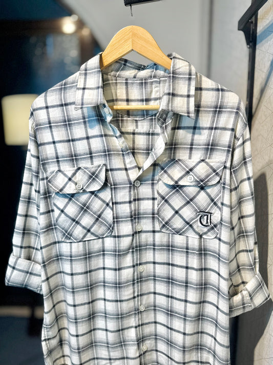 Luxe Flannel Shirt | Black and Offwhite check