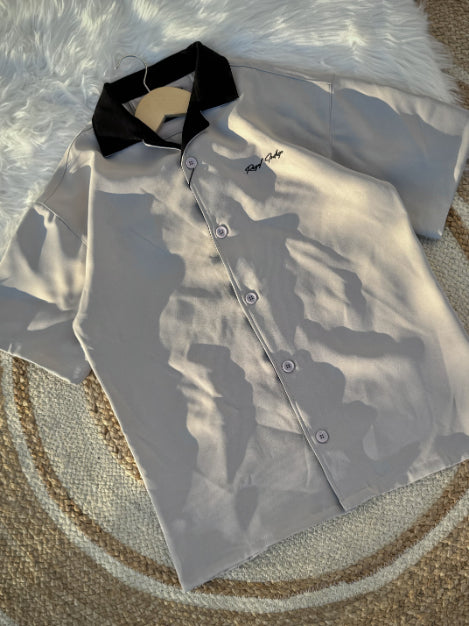 Contrast collar Cuban | Grey