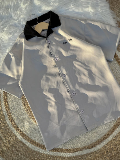 Contrast collar Cuban | Grey