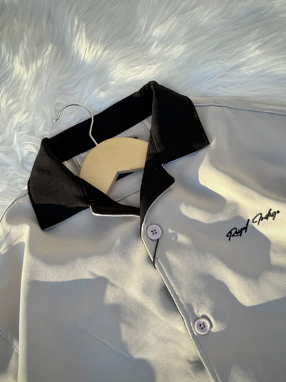 Contrast collar Cuban | Grey