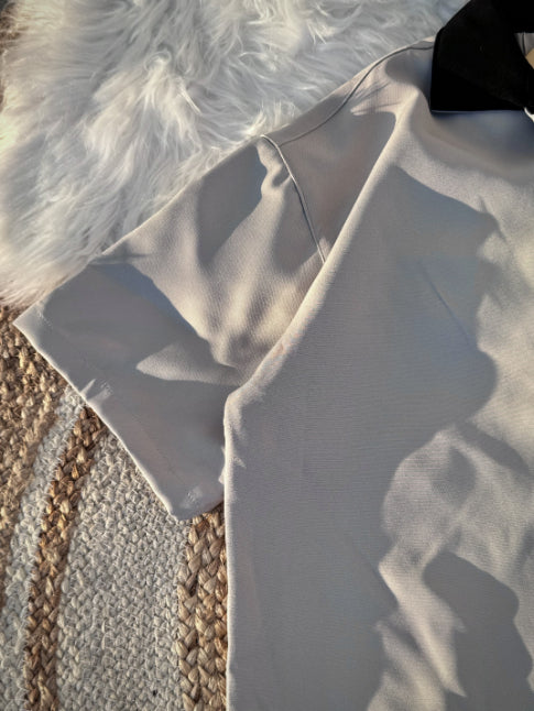 Contrast collar Cuban | Grey