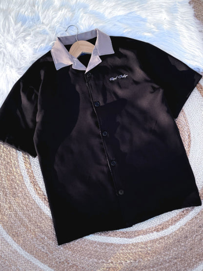 Contrast collar Cuban | Black