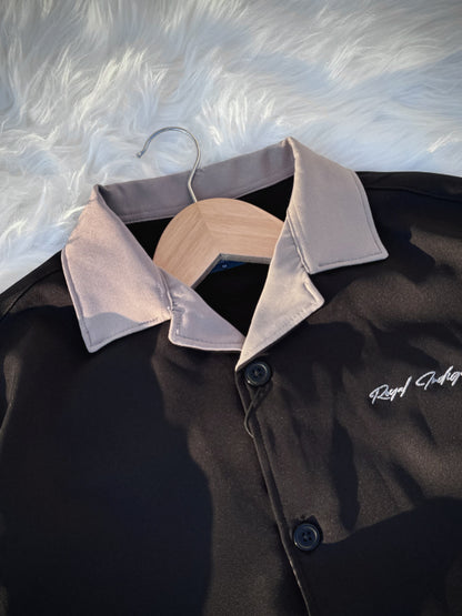 Contrast collar Cuban | Black