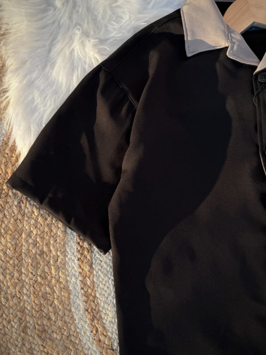 Contrast collar Cuban | Black