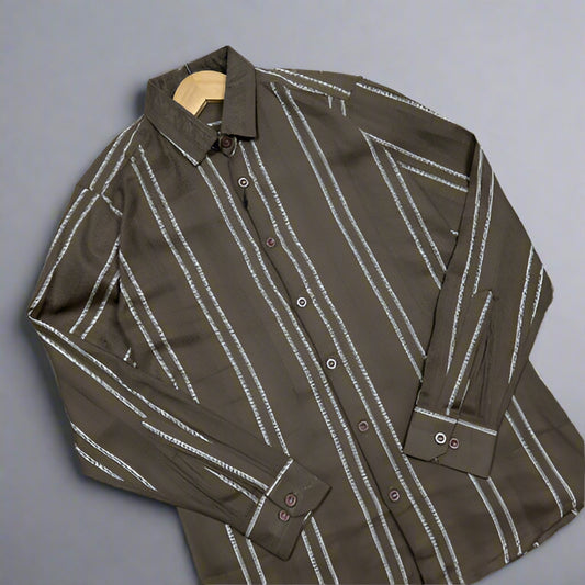 Striped fancy shirt | Olive