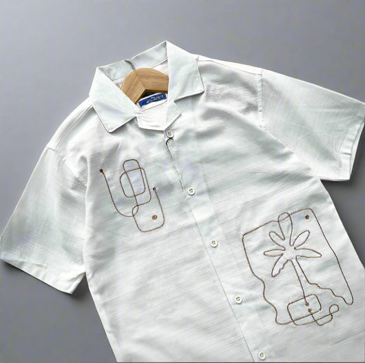 Embroidered Cuban | white