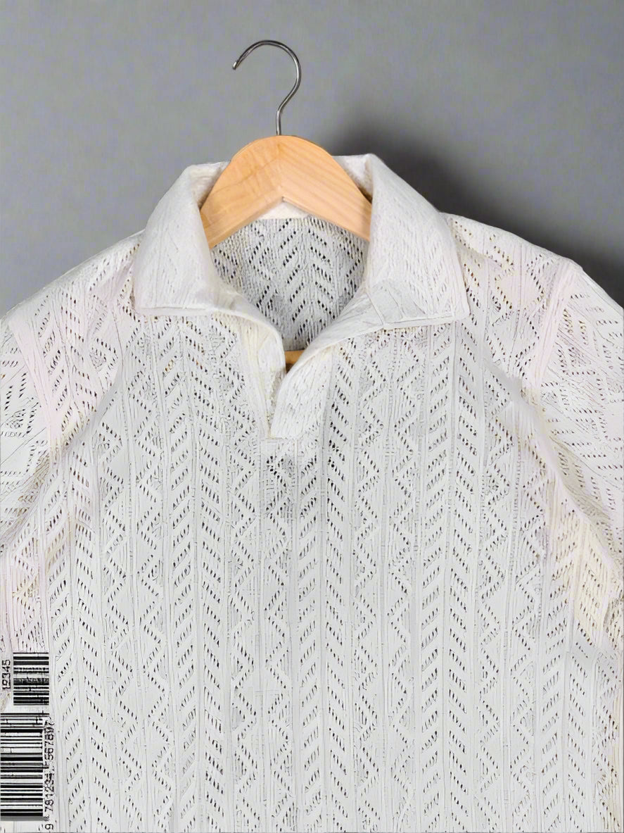 Knitted old money polo | White