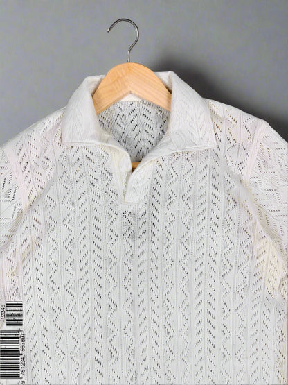 Knitted old money polo | White