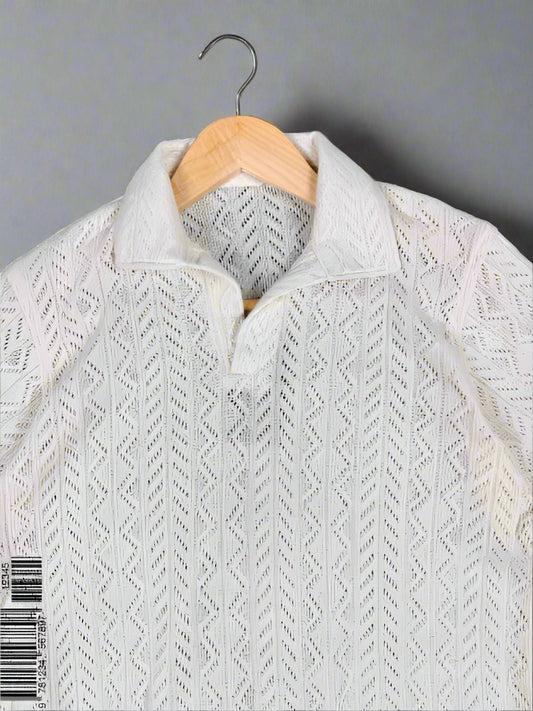 Knitted old money polo | White